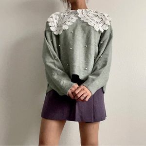 NWOT purple wool blend zip mini wrap skirt